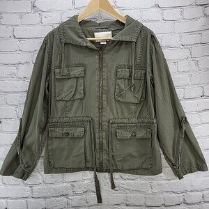 Bar 3 Utility Jacket Womens‎ Sz L Gray Green Pockets Gorpcore Flaw